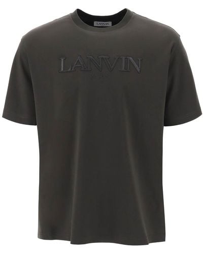 Lanvin Oversize T Shirt With Logo Lettering - Black