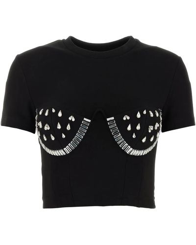 Area Crystal Bustier T-shirt - Black