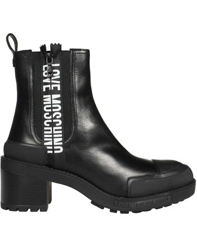 Love Moschino Leather Ankle Boots - Black