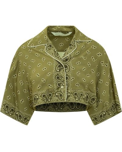 Palm Angels Shirt With Paisley Pattern - Green