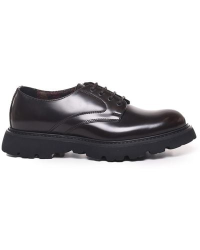 Doucal's Leather Lace-Up Shoes With Laces - Black