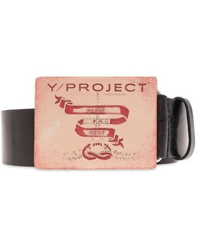 Y. Project Logo Printed Buckle Belt - Pink