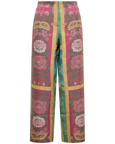 Pierre Louis Mascia Silk Pants With Floral Print - Red