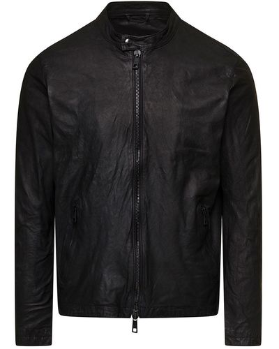 Giorgio Brato Biker Jacket With Two Way Zip - Black