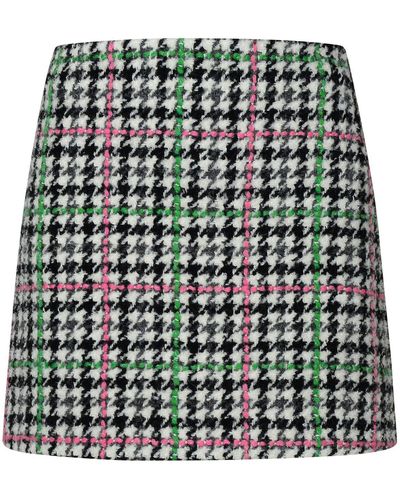 MSGM Multicolored Wool Skirt - Green