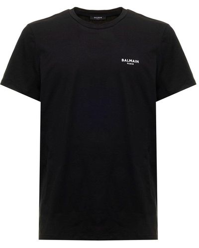 Balmain Logo Detailed Crewneck T-Shirt - Black