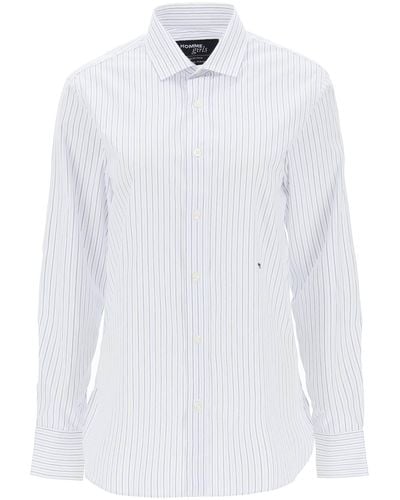 HOMMEGIRLS Striped Poplin Shirt - White