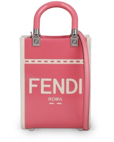 Fendi Sunshine Mini Bag In Canvas And Patent Leather - Pink