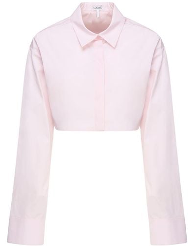 Loewe Cropped Shirt, Long Sleeves, , 100% Cotton - Pink