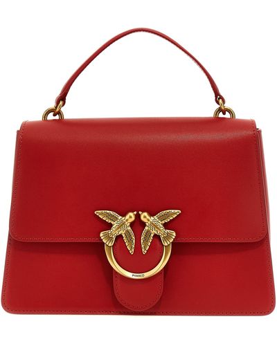 Pinko Love One Top Handle Hand Bags Red
