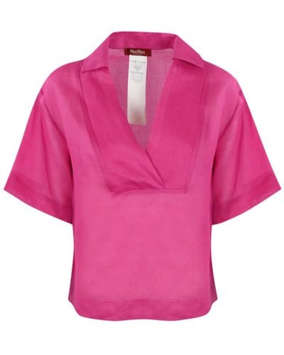 Max Mara Studio Ramie Gauze T-Shirt - Pink