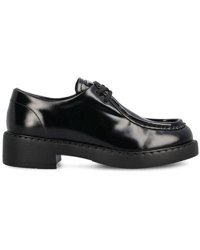 Prada Warby Leather Loafers - Black