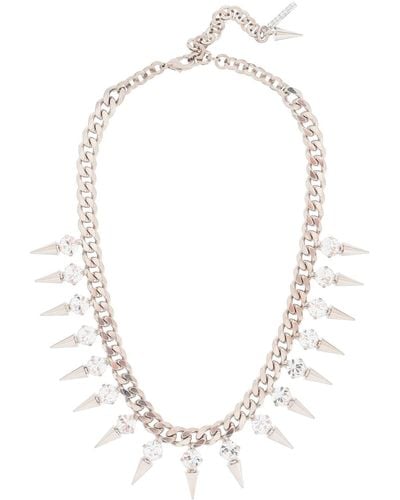 Alessandra Rich Choker With Crystals And Spikes - White