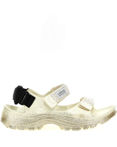 Lanvin Wave Curb Laces Sandals - White