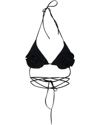 Magda Butrym Triangle Bikini Top With Floral Straps - White