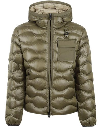 Blauer Patched Pocket Quilted Puffer Jacket - Green