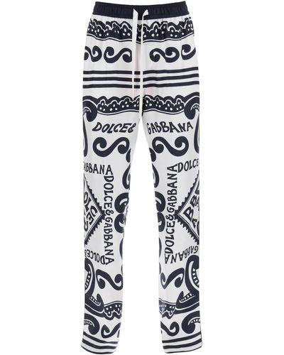 Dolce & Gabbana Pyjama Trousers With Marina Print - Blue