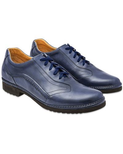 Pakerson Italian Handmade Leather Lace-up Shoes - Blue