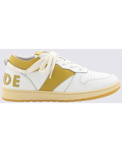 Rhude White And Mustard Leather Sneakers - Metallic