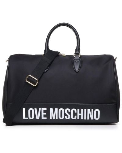 Love Moschino Duffle Bag With Print - Black