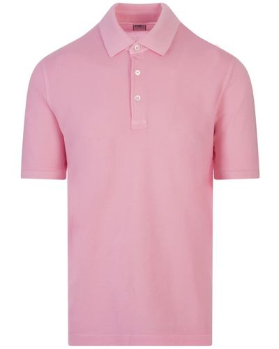 Fedeli Light Cotton Piquet Polo Shirt - Pink