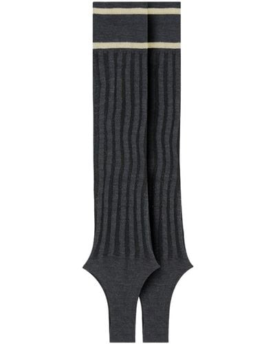 DURAZZI MILANO Knitted Ribbed Stirrup Leg Warmer - Black