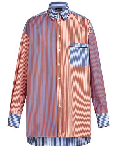 Etro Multicolored Striped Cotton Shirt - Pink