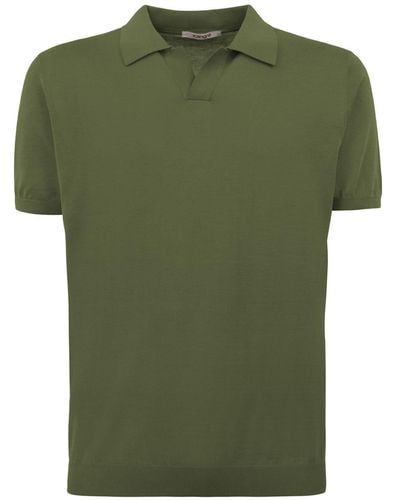 Kangra Silk And Cotton Shaved Polo Shirt - Green