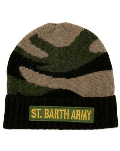 Mc2 Saint Barth Blended Cashmere Hat With St. Barth Army Patch - Green