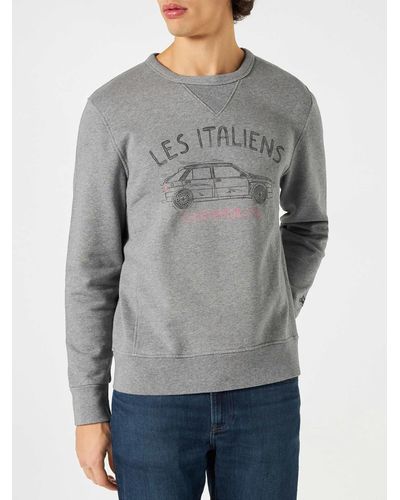 Mc2 Saint Barth Cotton Sweatshirt With Les Italiens Print - Grey