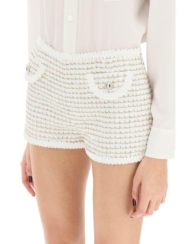 Alessandra Rich Lurex Tweed Shorts - Natural