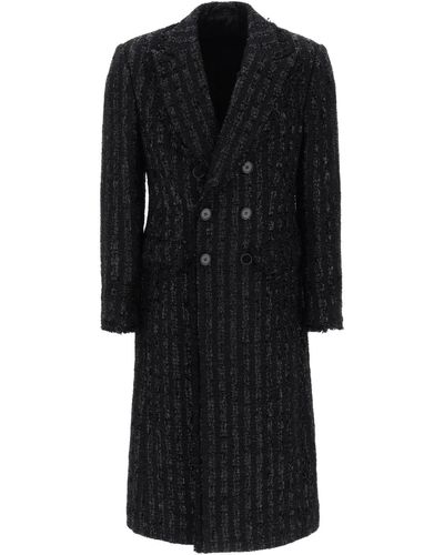 Simone Rocha Lurex Tweed Double Breasted Coat - Black