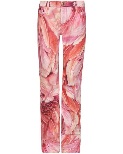 Roberto Cavalli Feather Print Trousers - Pink