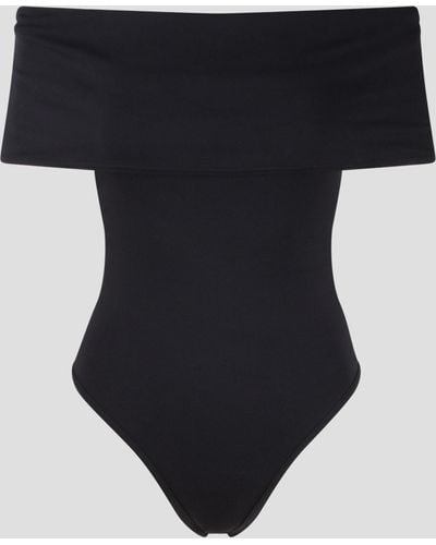 Bottega Veneta Stretch Nylon Off-the-shoulder Swimsuit - Black