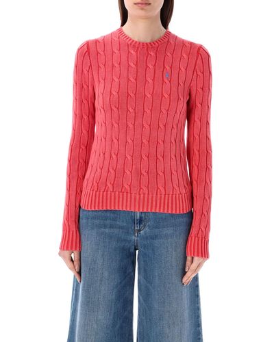 Polo Ralph Lauren Cable-Knit Cotton Crewneck Jumper - Red