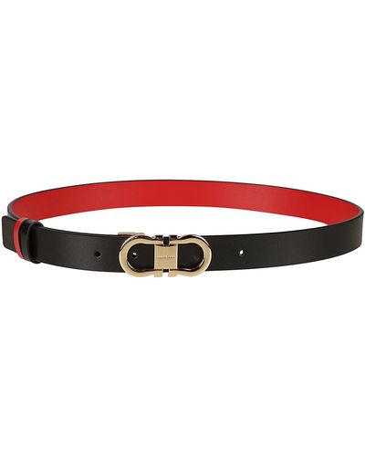 Ferragamo Double Gancini Buckled Belt - Red