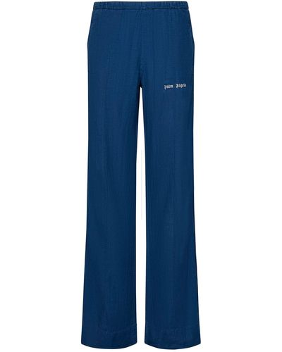 Palm Angels Cotton Chambray Trousers - Blue