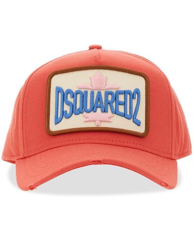 DSquared² D2 Patch Coral Baseball Cap - Red