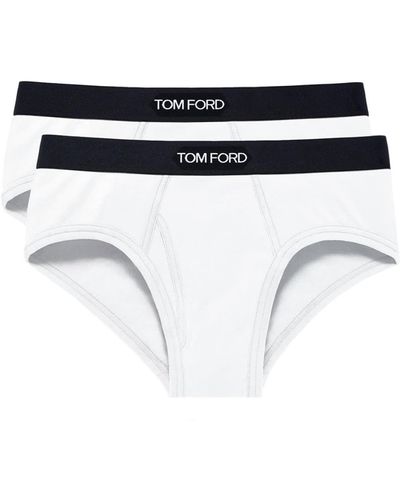 Tom Ford Two Cotton Briefs With Logo - White