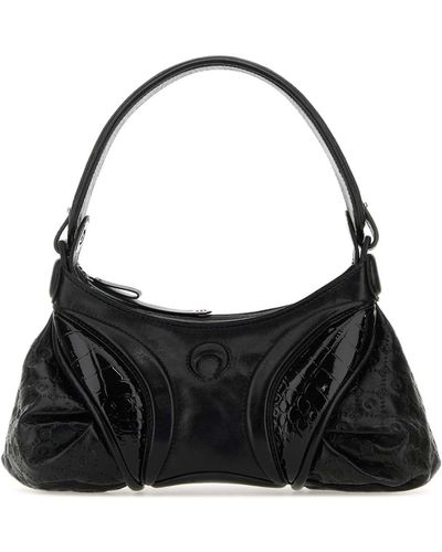 Marine Serre Leather Stardust Handbag - Black