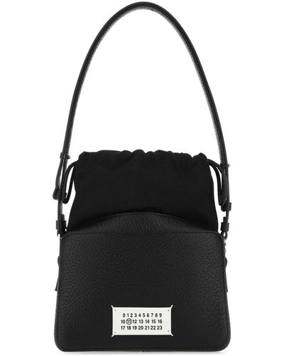Maison Margiela Leather And Fabric 5Ac Bucket Bag - Black