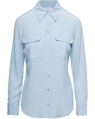 Equipment Light Slim Shirt With Chest Patch Pocket - Blue
