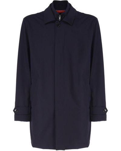 Fay Concealed Mid-Length Fitted Parka - Blue
