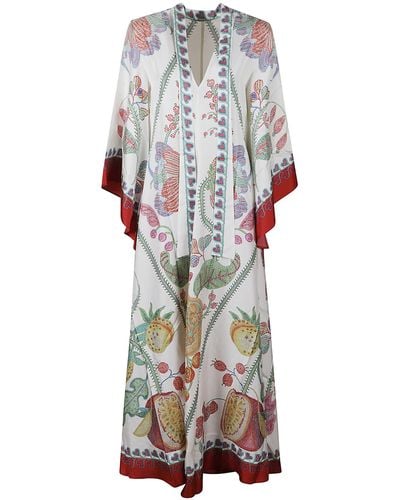 La DoubleJ Magnifico Printed Silk-twill Maxi Dress - White