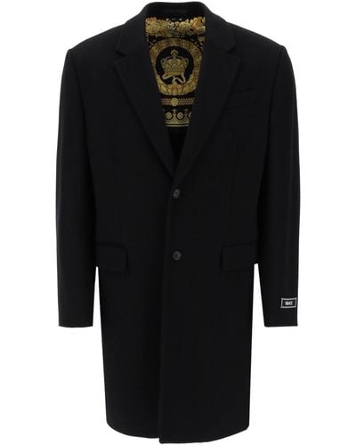 Versace Barocco Single Breasted Coat - Black