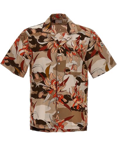 Moncler All Over Print Bowling Shirt - Brown