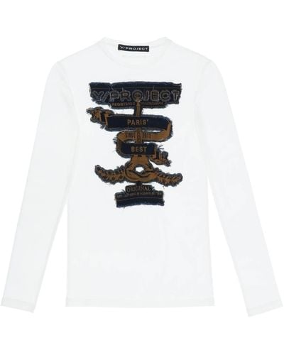 Y. Project Paris Best Long Sleeve Mesh T-Shirt - White