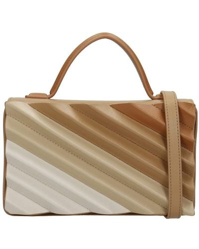 Mlouye Brick Hand Bag In Beige Leather - Natural