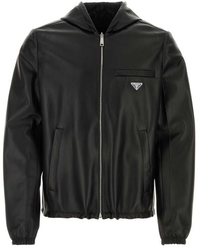 Prada Nappa Leather Reversible Jacket - Black
