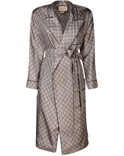 Gucci Printed Silk Kimono - Grey